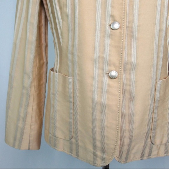 ESCADA Gold Damask Stripe MandarinCollar Button Front Jacket Blazer Size 38 US 8 - Picture 3 of 14